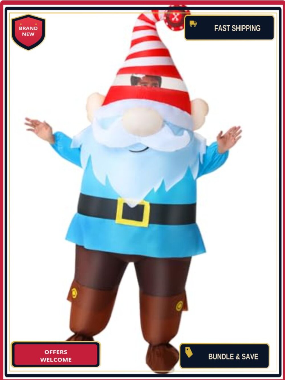 Inflatable Gnome Costume Adult Blow Up Halloween Christmas Cosplay Party